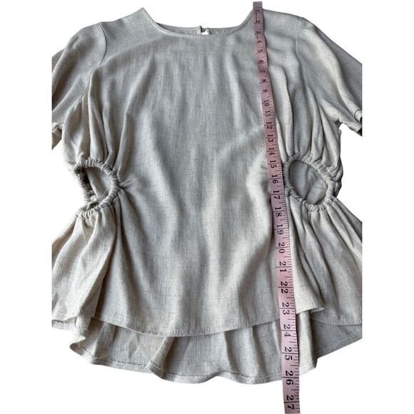 ASOS DESIGN asymmetric top with cut out side detail in stone Size 12 - Picture 9 of 11